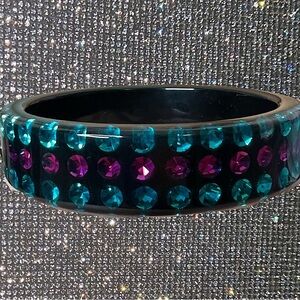Rhinestone bangle bracelet resin epoxy inclusion bling pink blue black y2k chunk